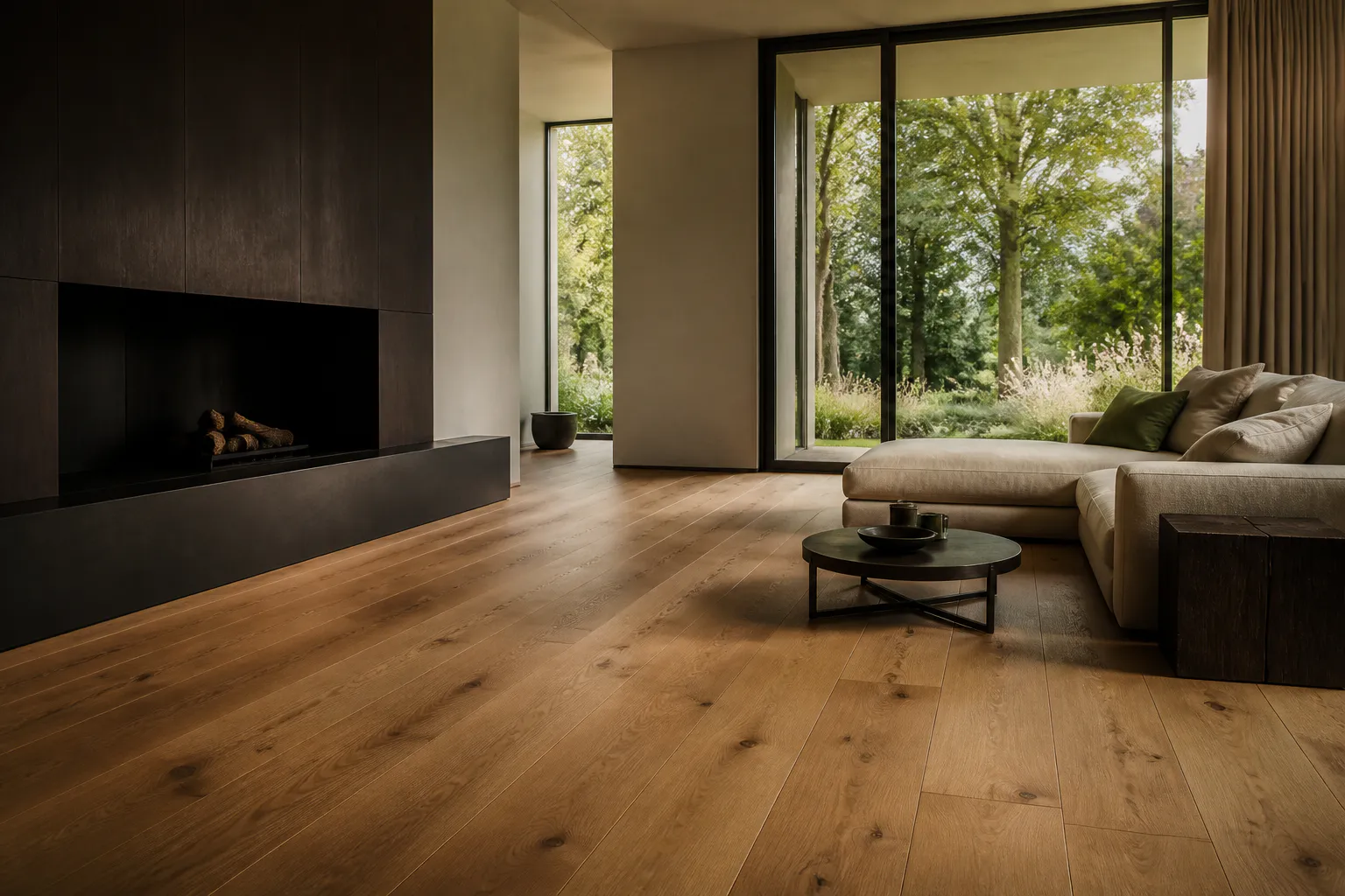 Parquet en chêne naturel dans un séjour lumineux